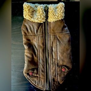 Fashionable Brown Leather Dog Jacket